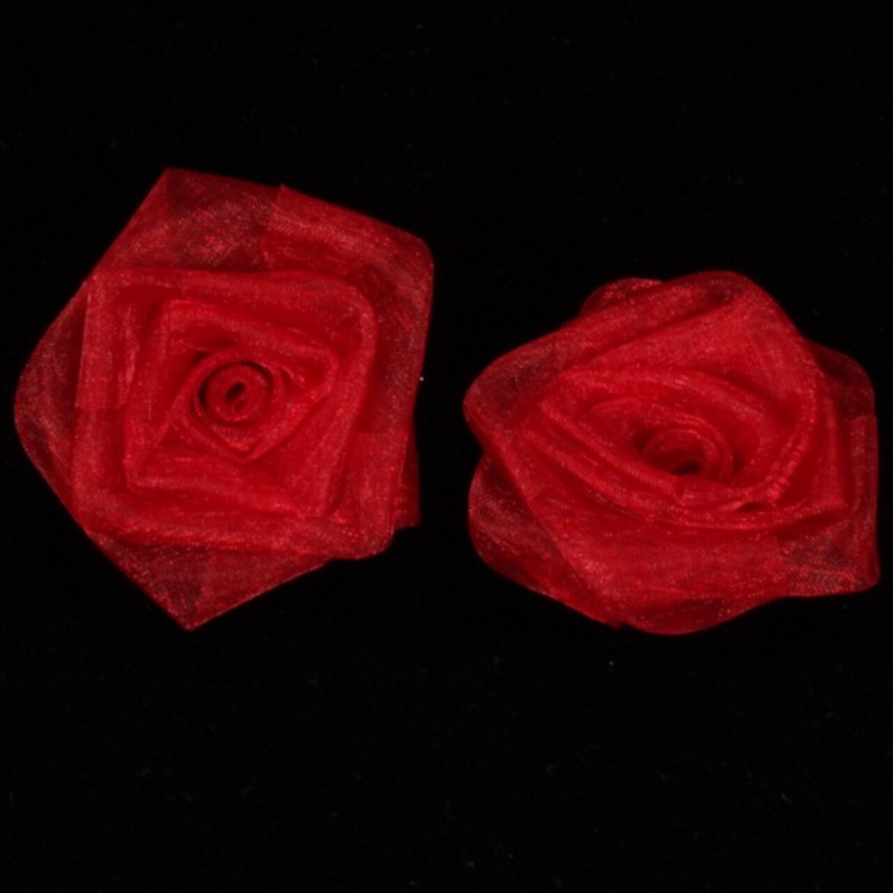 The Ribbon People Club Pack of 48 Sheer Red Rose Craft Ribbon Flowers 2"